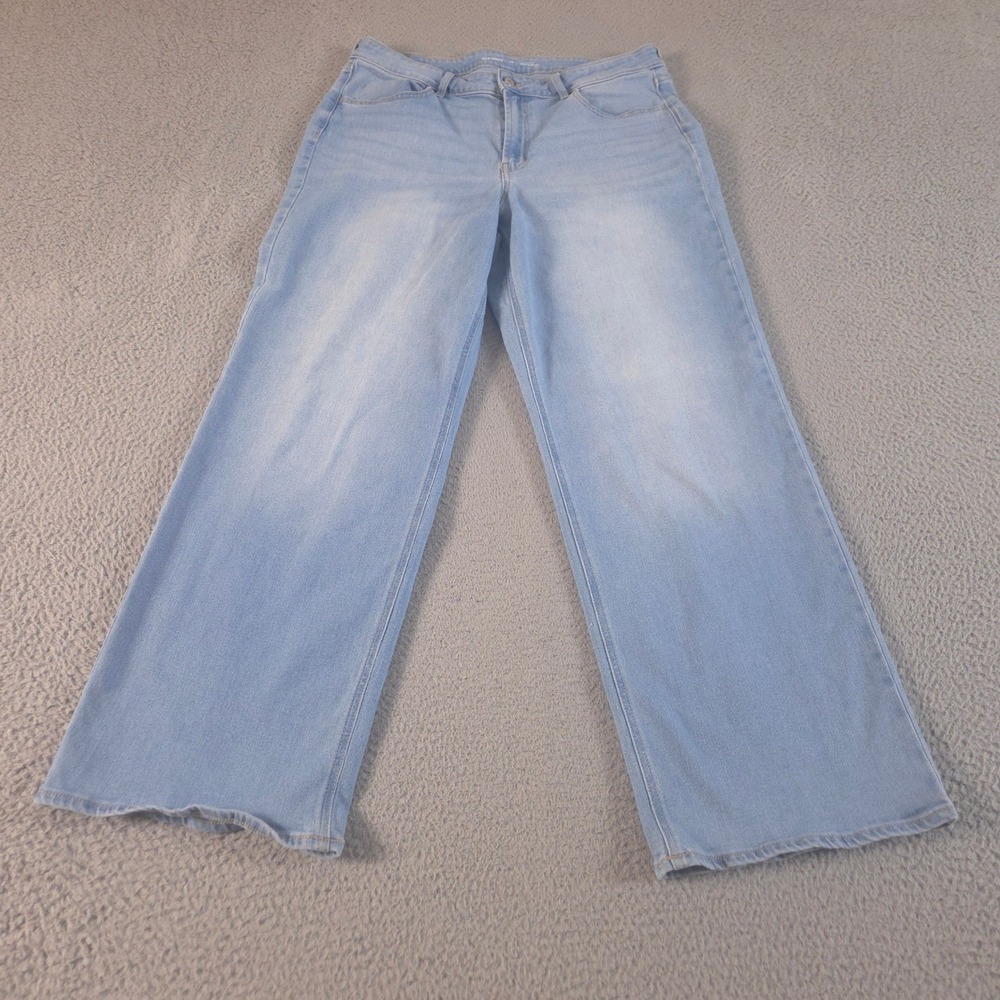 Old Navy Jeans Womens 14 Light Blue Wow Wide Leg High-Waisted Stretch Denim Pant